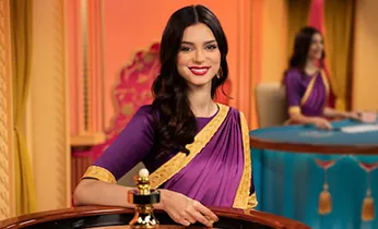 Giao diện casino trực tuyến trên Bet89 App với bàn baccarat và dealer xinh đẹp